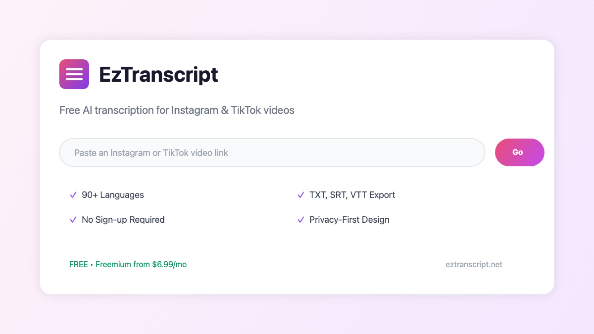 EzTranscript product screenshot