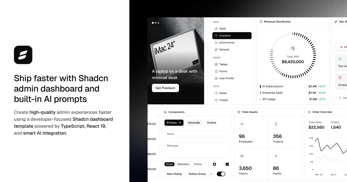 Shadcn Dashboard screenshot