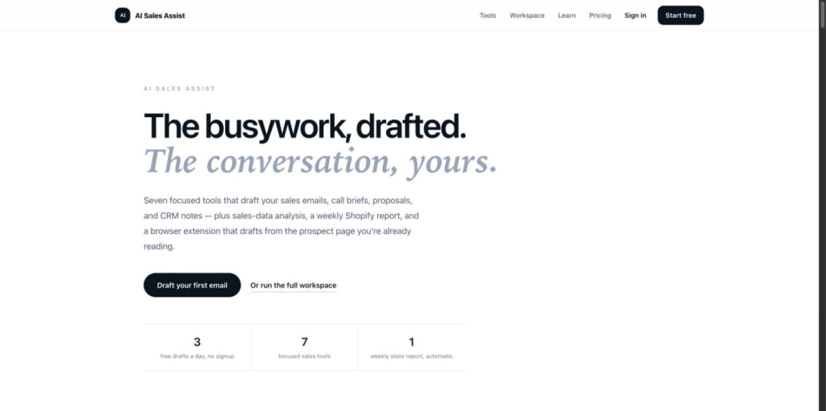 AI Sales Assist product screenshot