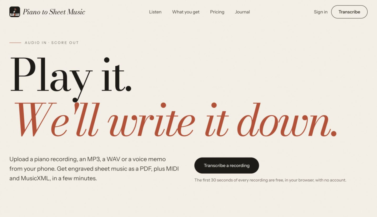 Piano to Sheet Music product screenshot