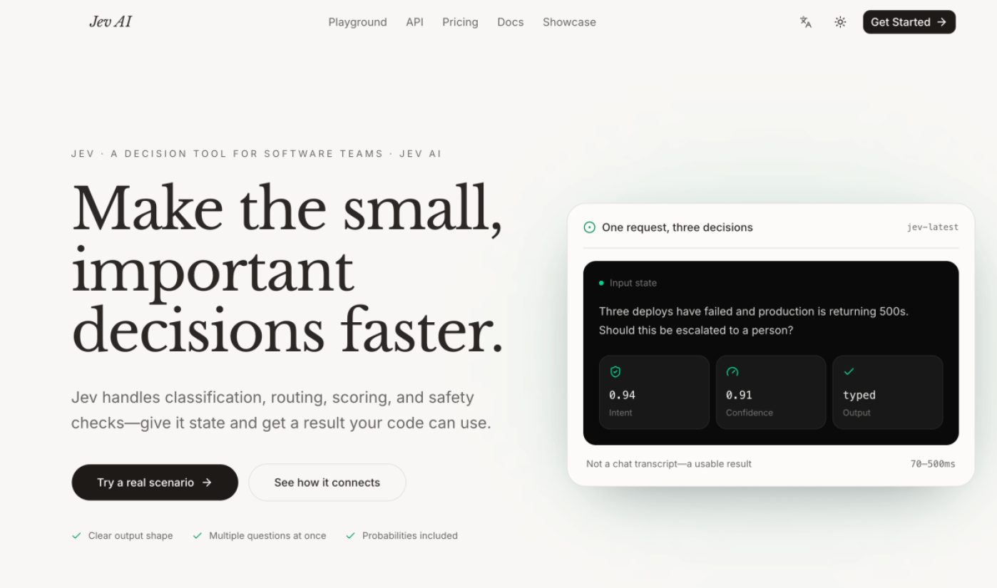 Jev AI product screenshot