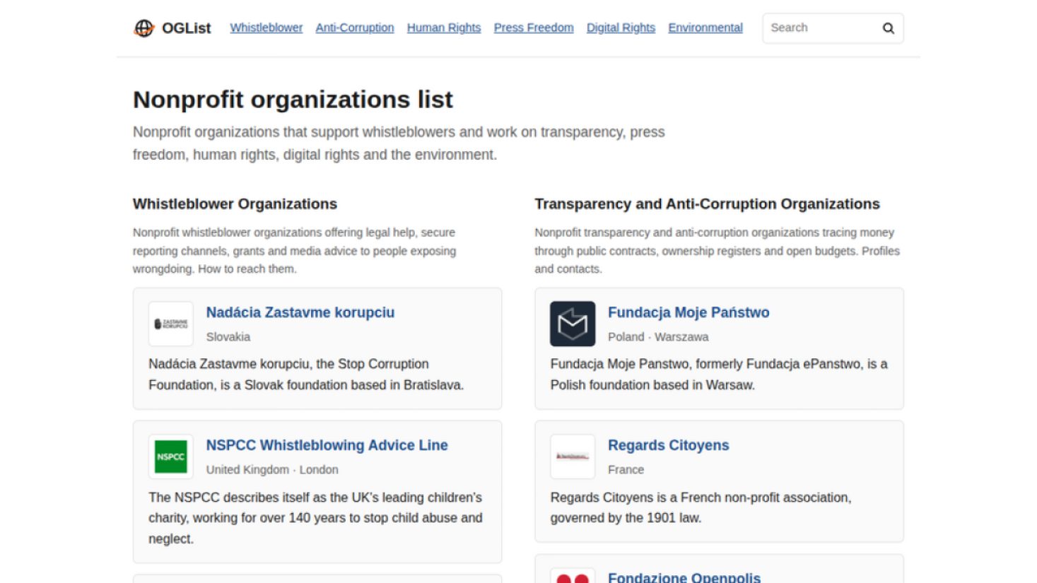 OGList product screenshot