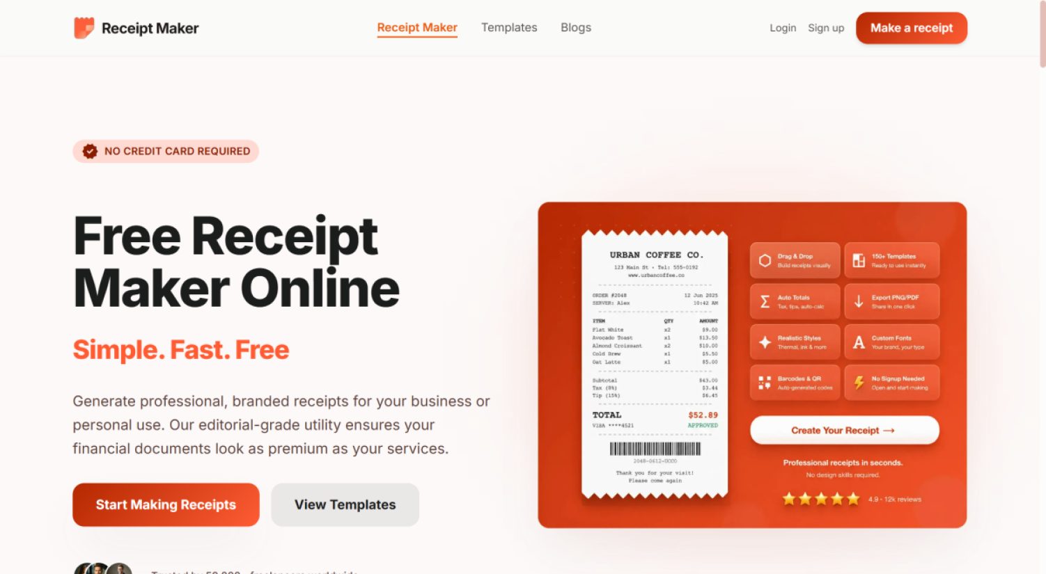 Free Receipt Maker product screenshot