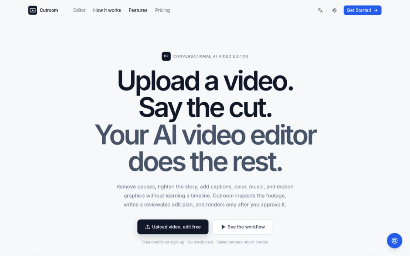 Cutroom AI Video Editor product screenshot