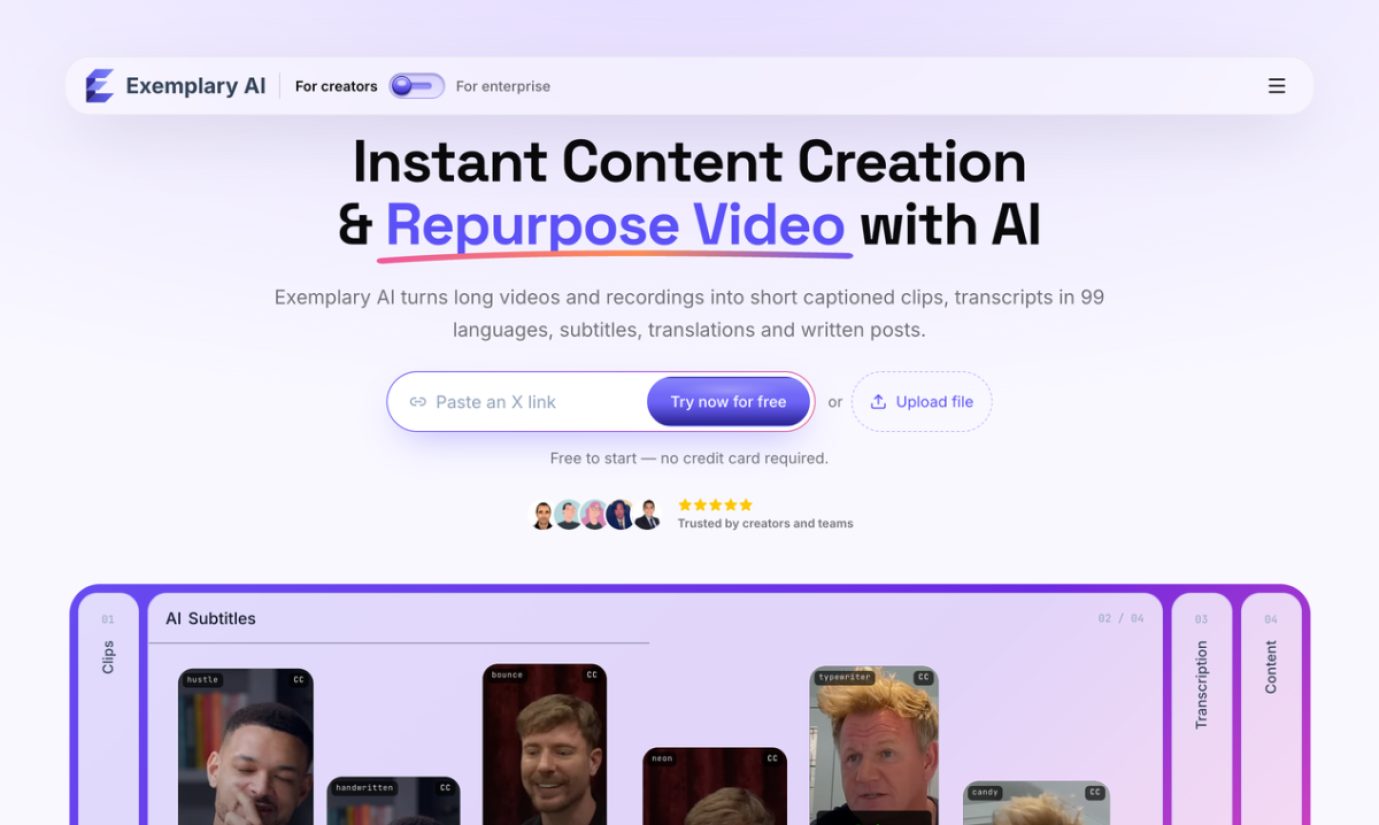 Exemplary AI product screenshot