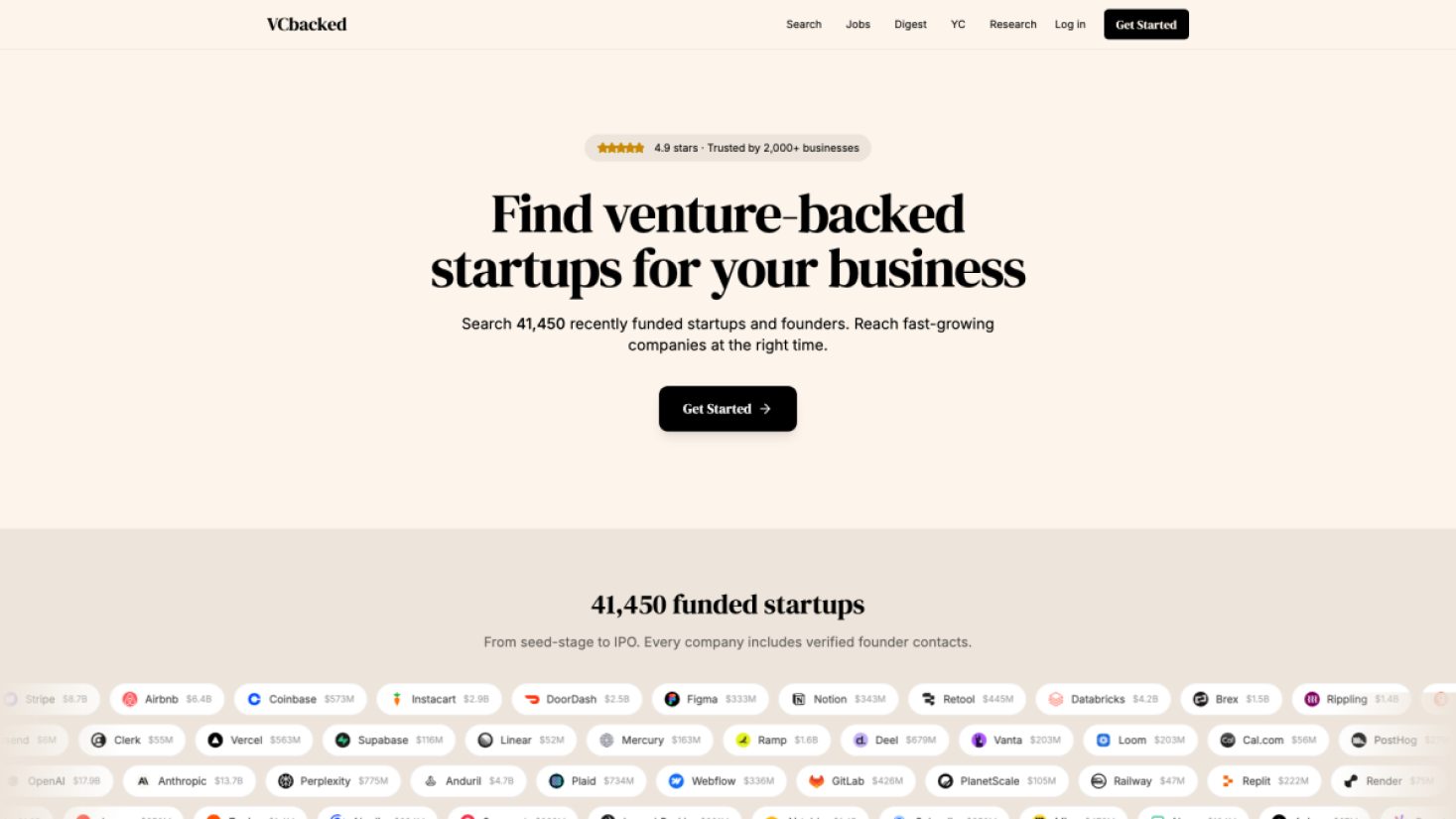 VCBacked product screenshot