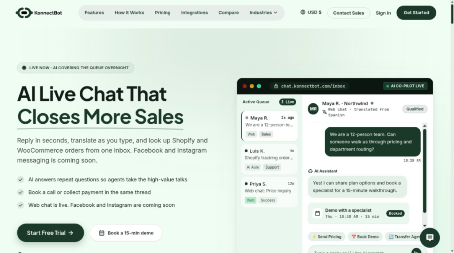 KonnectBot product screenshot