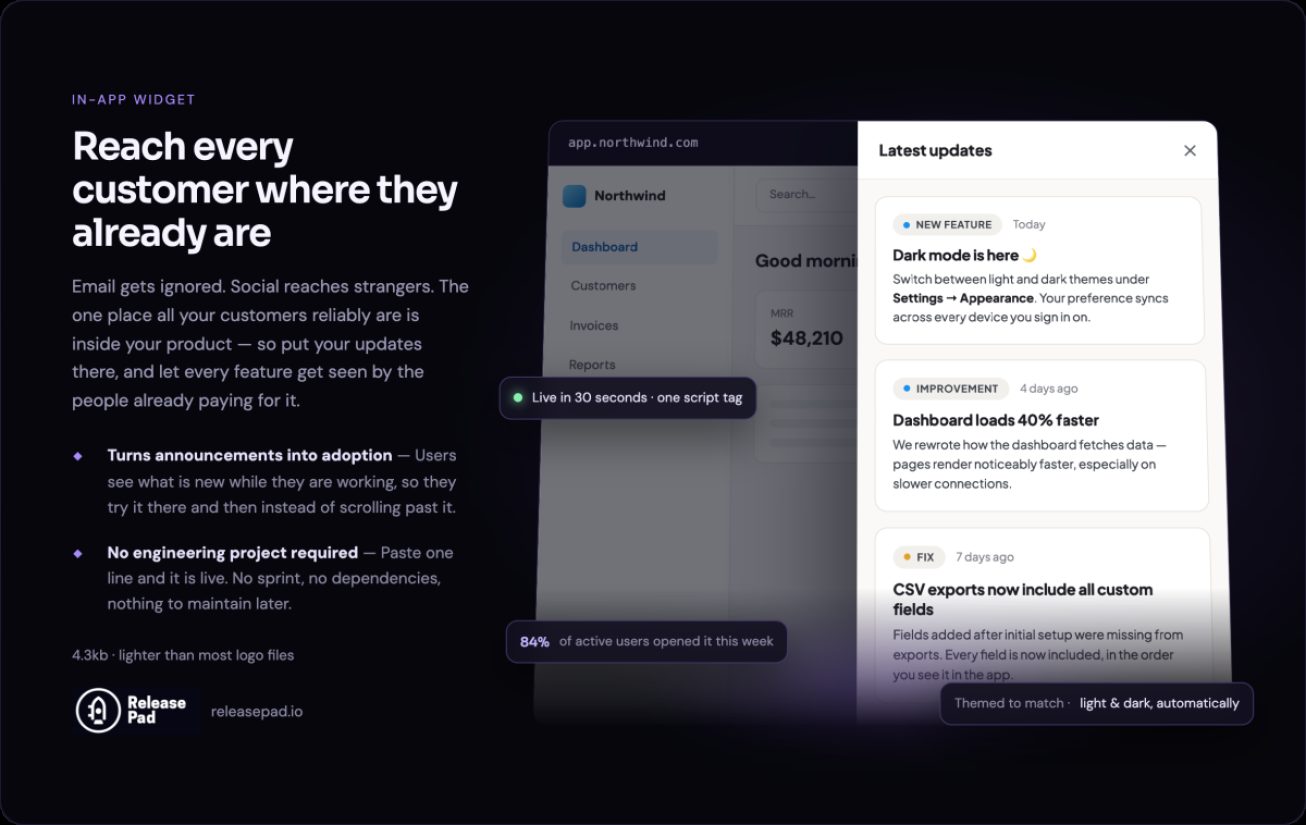 ReleasePad product screenshot