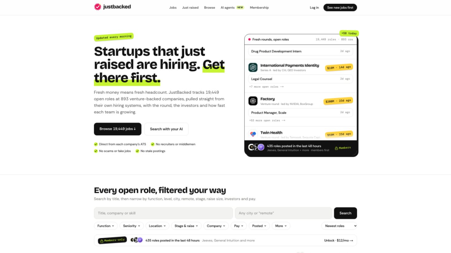 JustBacked product screenshot