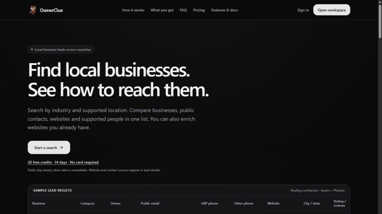 OwnerClue product screenshot