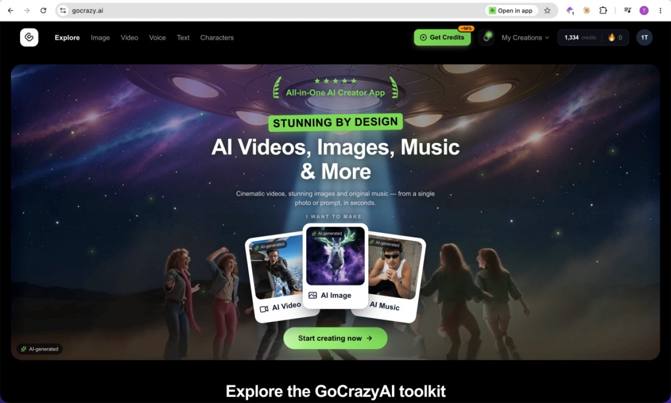 GoCrazyAI product screenshot