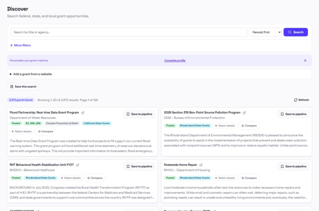 GrantCue product screenshot
