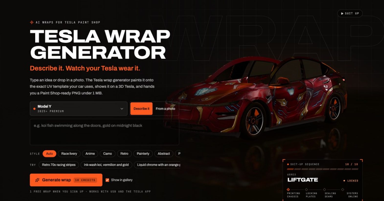 Tesla Wrap Generator product screenshot