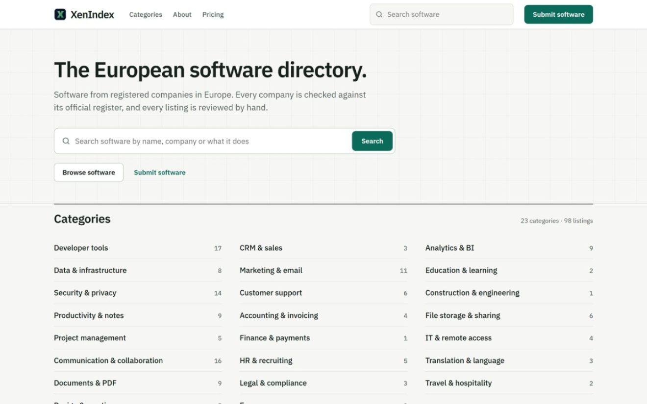 Xenindex product screenshot