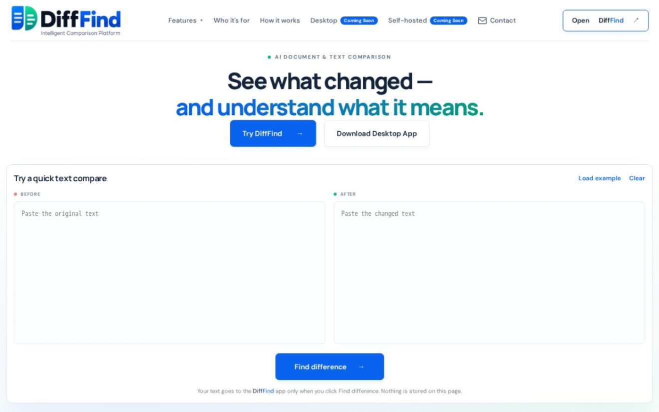 DiffFind product screenshot