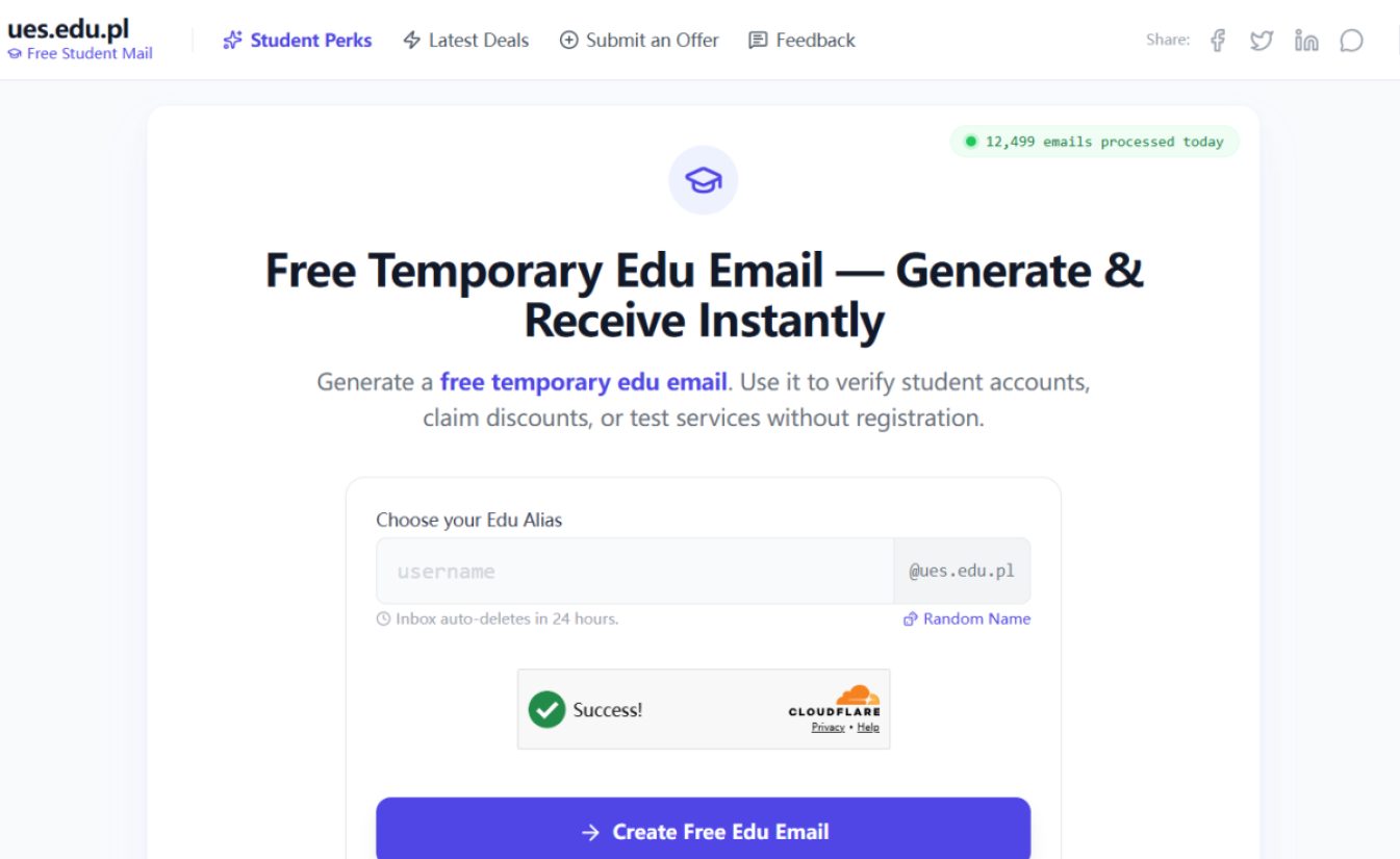 UES - Free Edu Email Generator product screenshot