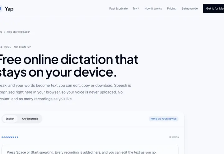 Yap Online Dictation screenshot 1