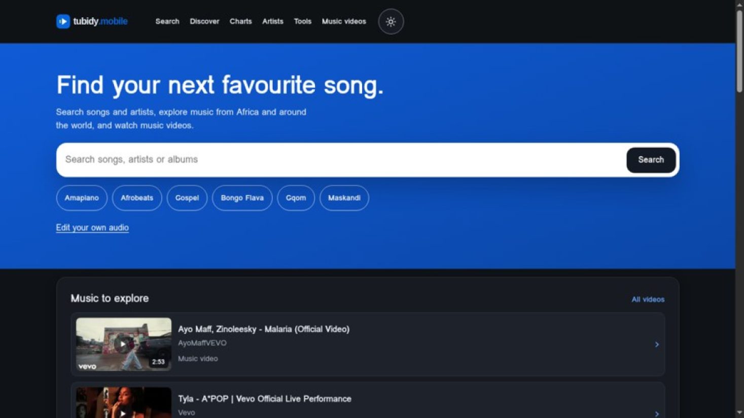 Tubidy.Mobile product screenshot