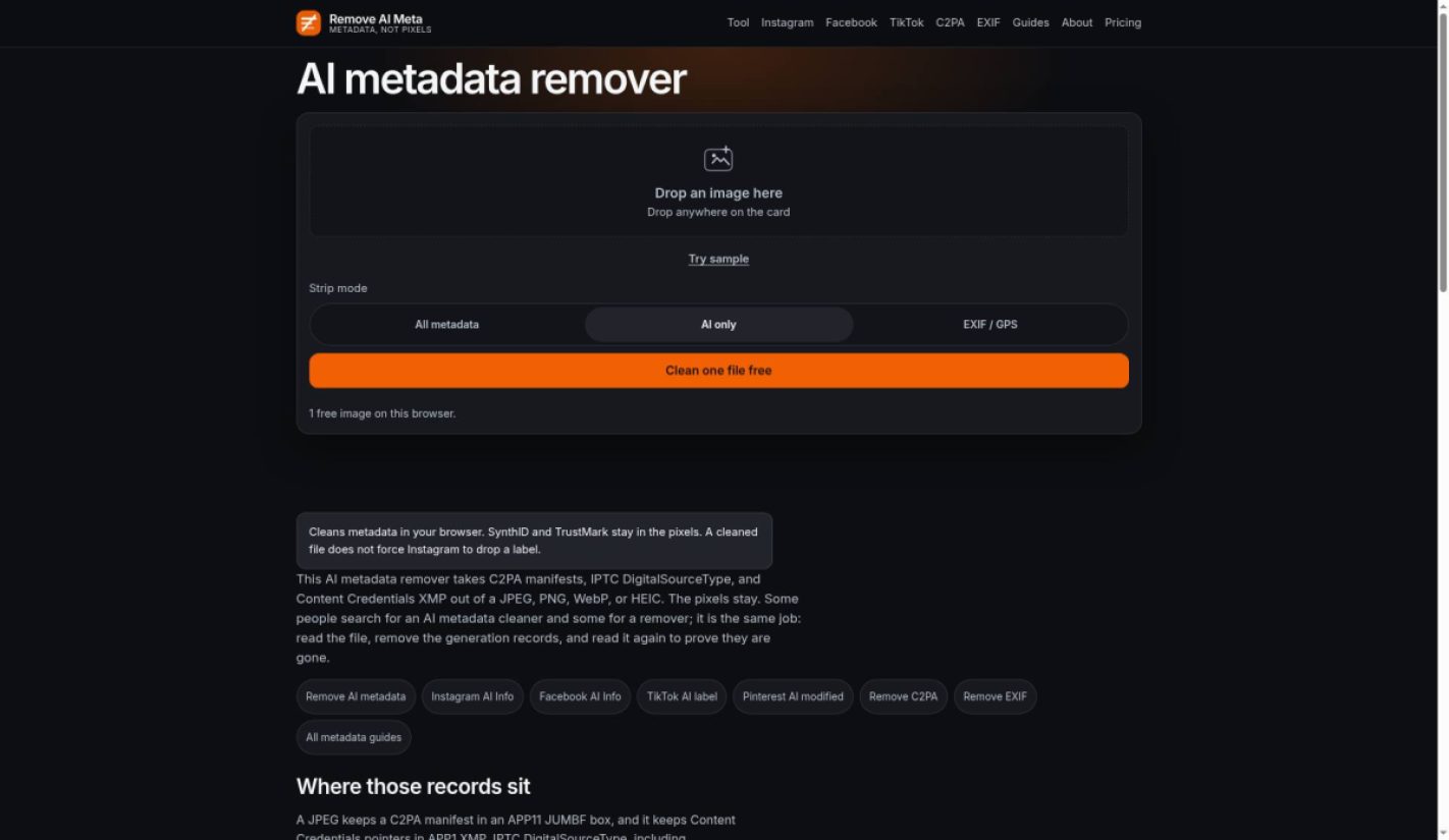 Remove AI Meta product screenshot