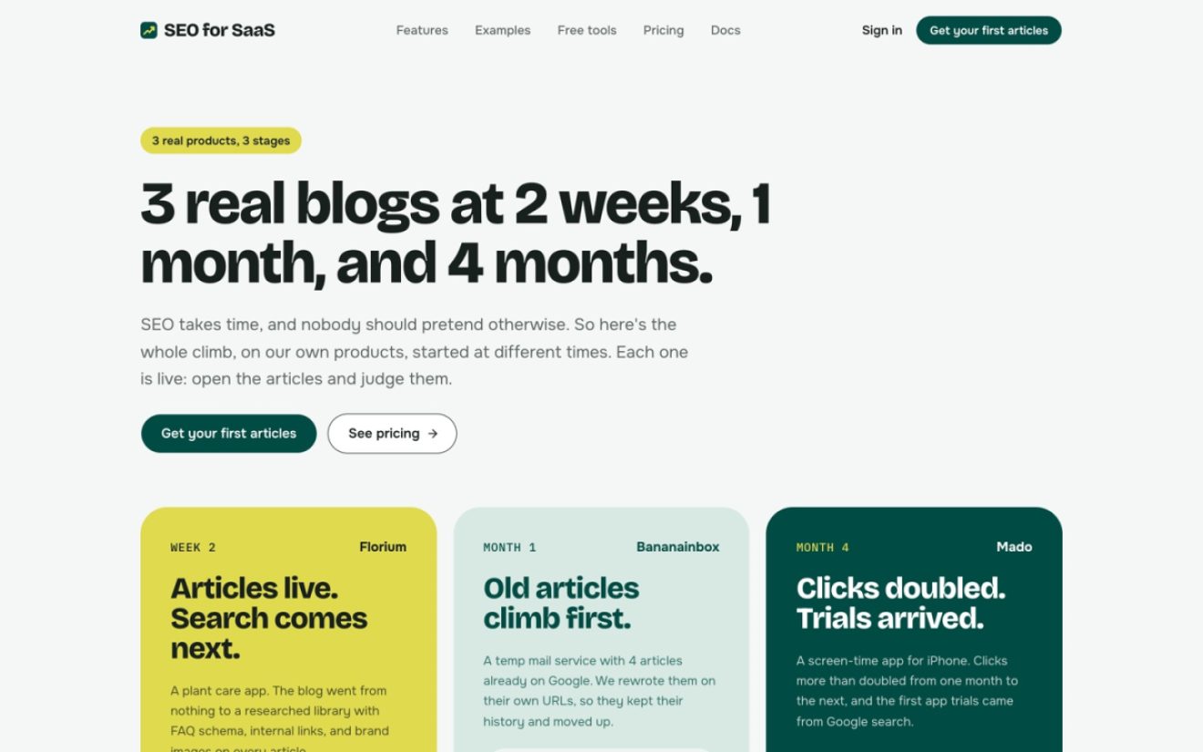 SEO for SaaS product screenshot