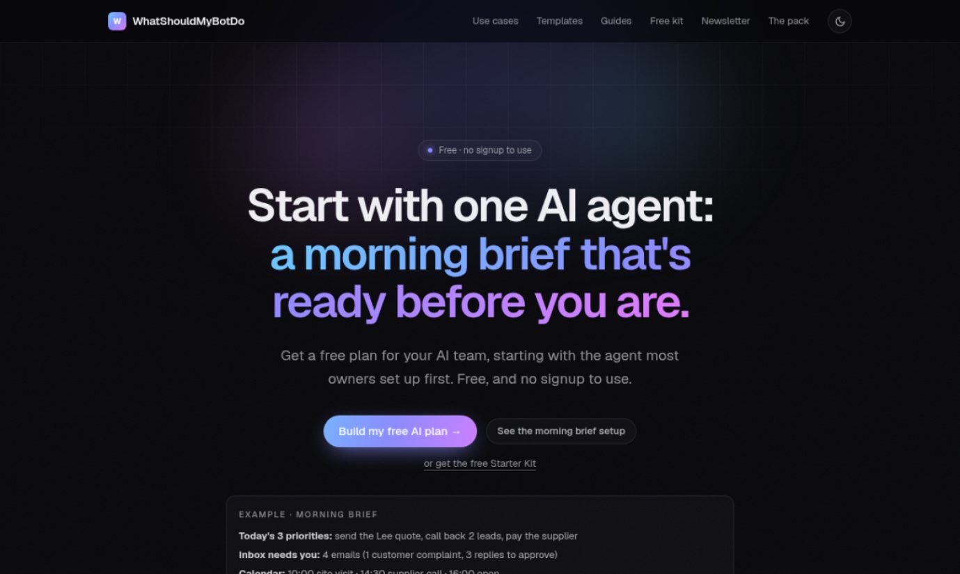 What Should My Bot Do product screenshot