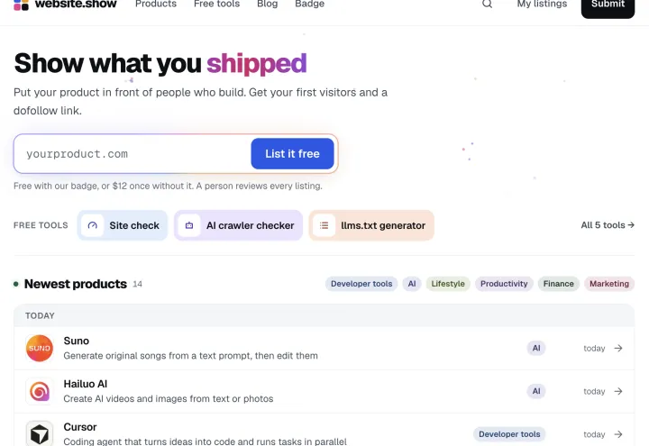 website.show screenshot 1