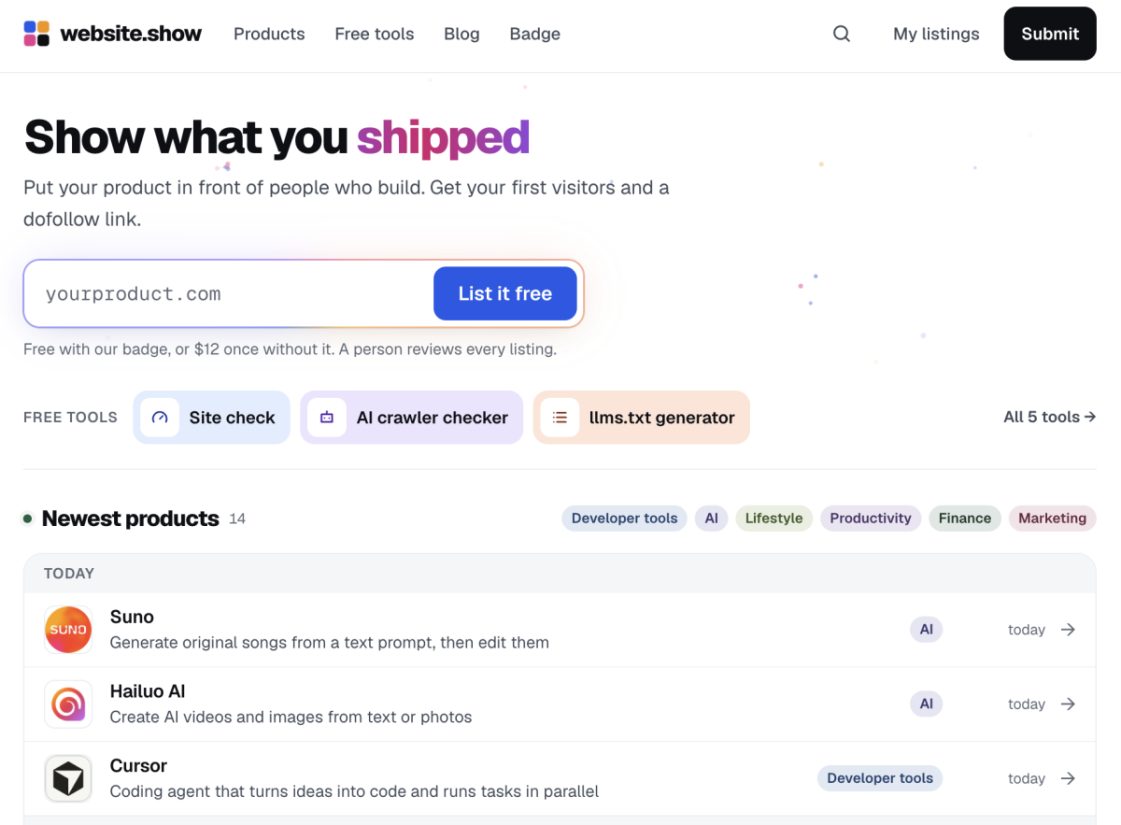 website.show product screenshot