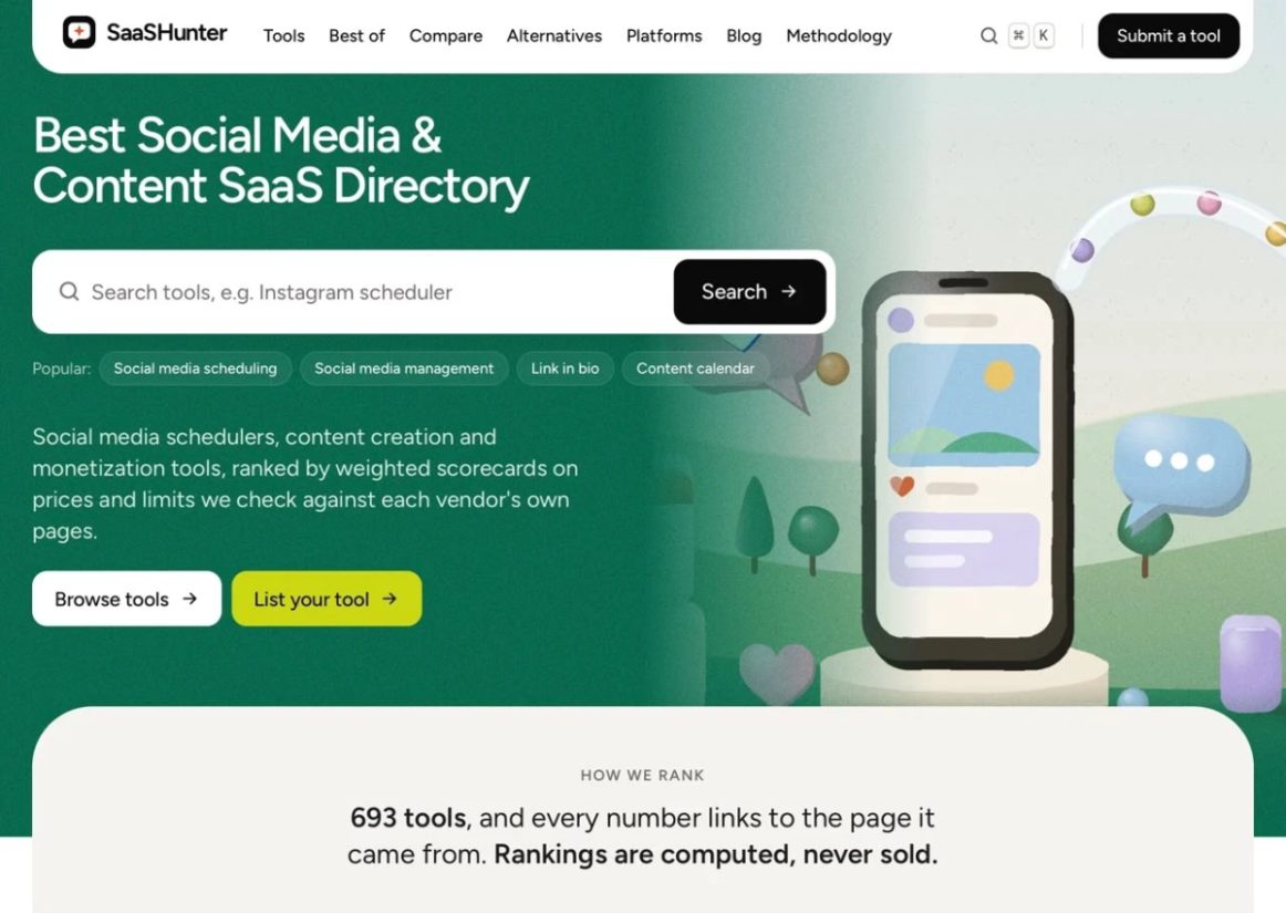 SaaSHunter product screenshot