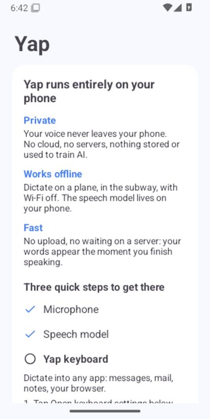 Yap for Android product screenshot