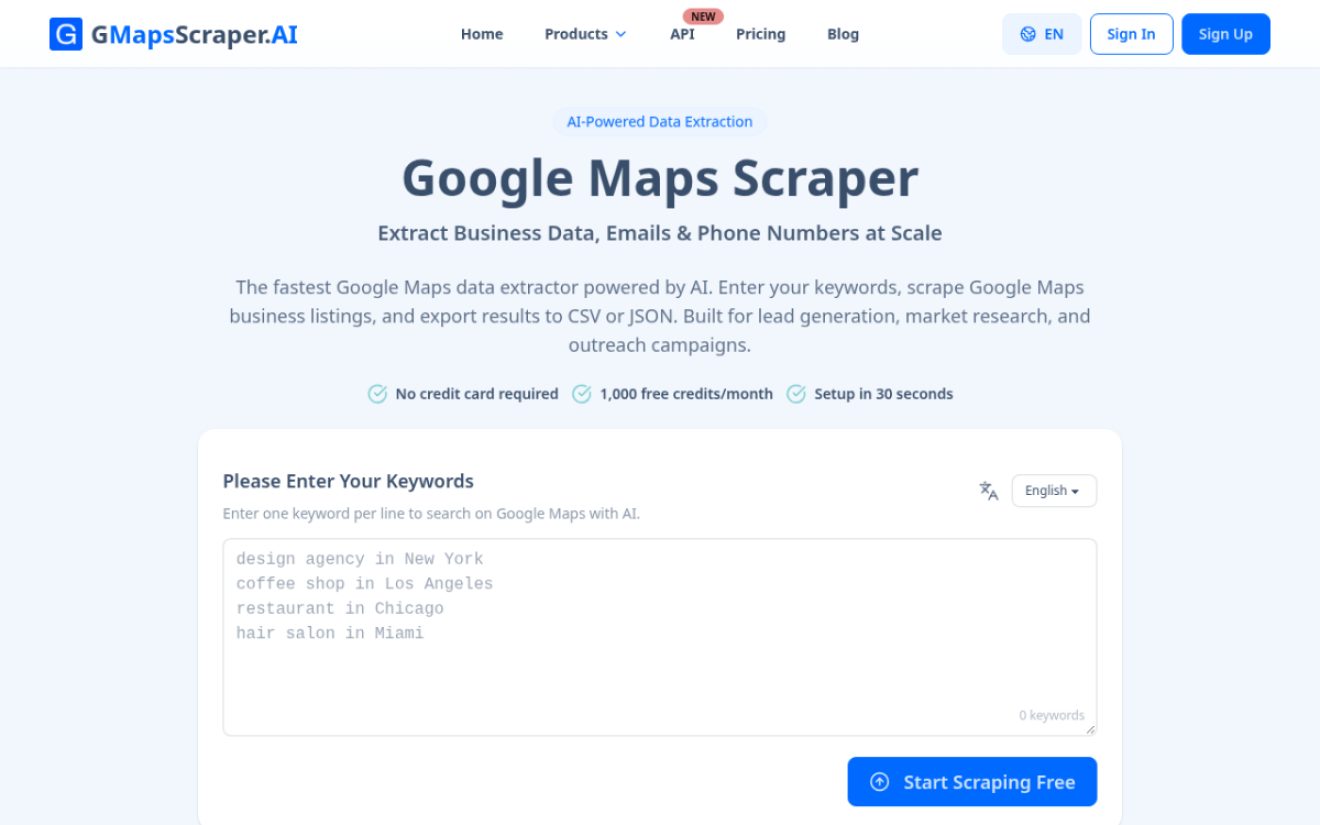 GMapsScraper.AI product screenshot