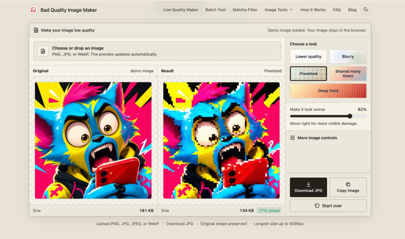 Bad Quality Image Maker product screenshot