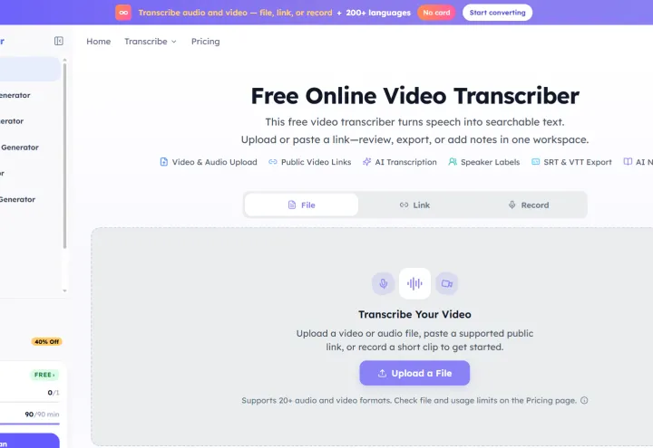 video transcriber screenshot 1