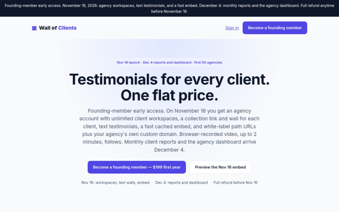 Wall of Clients product screenshot
