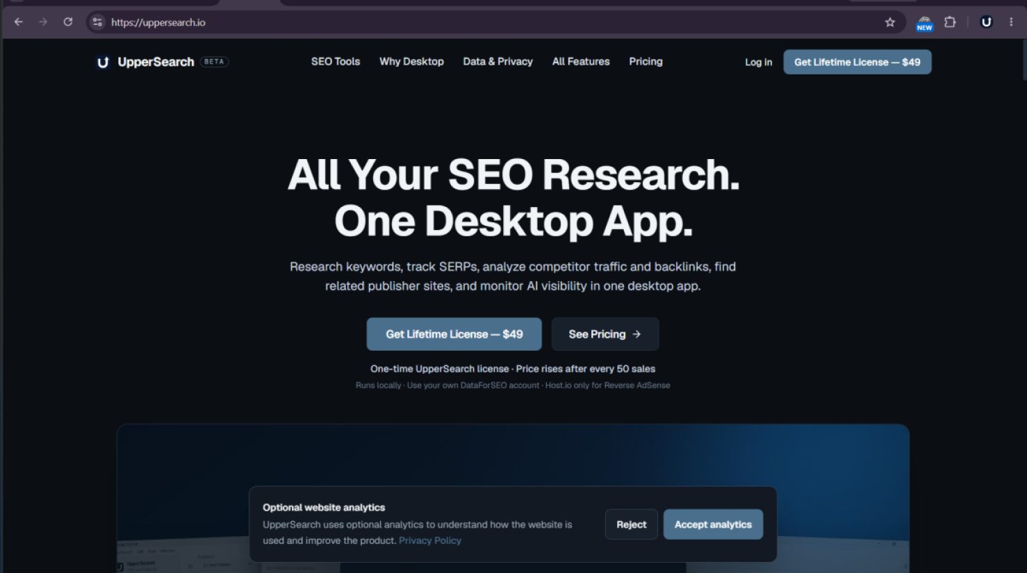 Stacking Cargo Signage UpperSearch: All-in-one SEO — tech stack & milestones