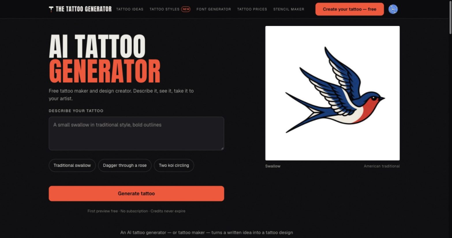 Stacking Cargo Signage The Tattoo Generator — tech stack & milestones