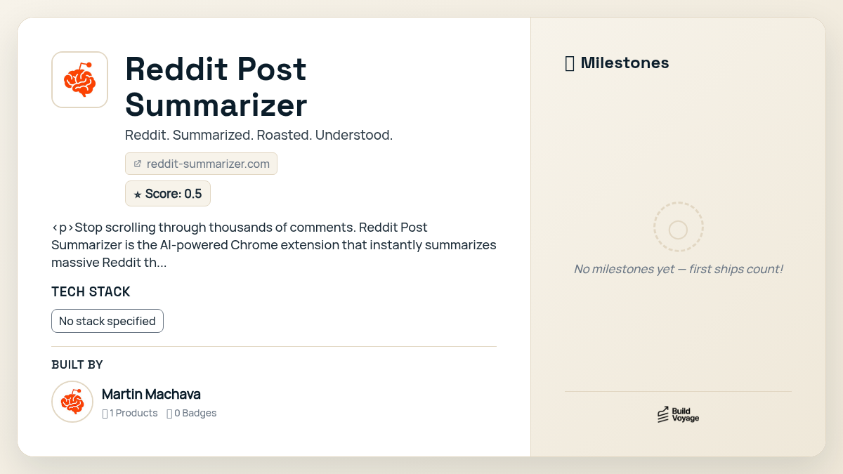Reddit Post Summarizer — BuildVoyage