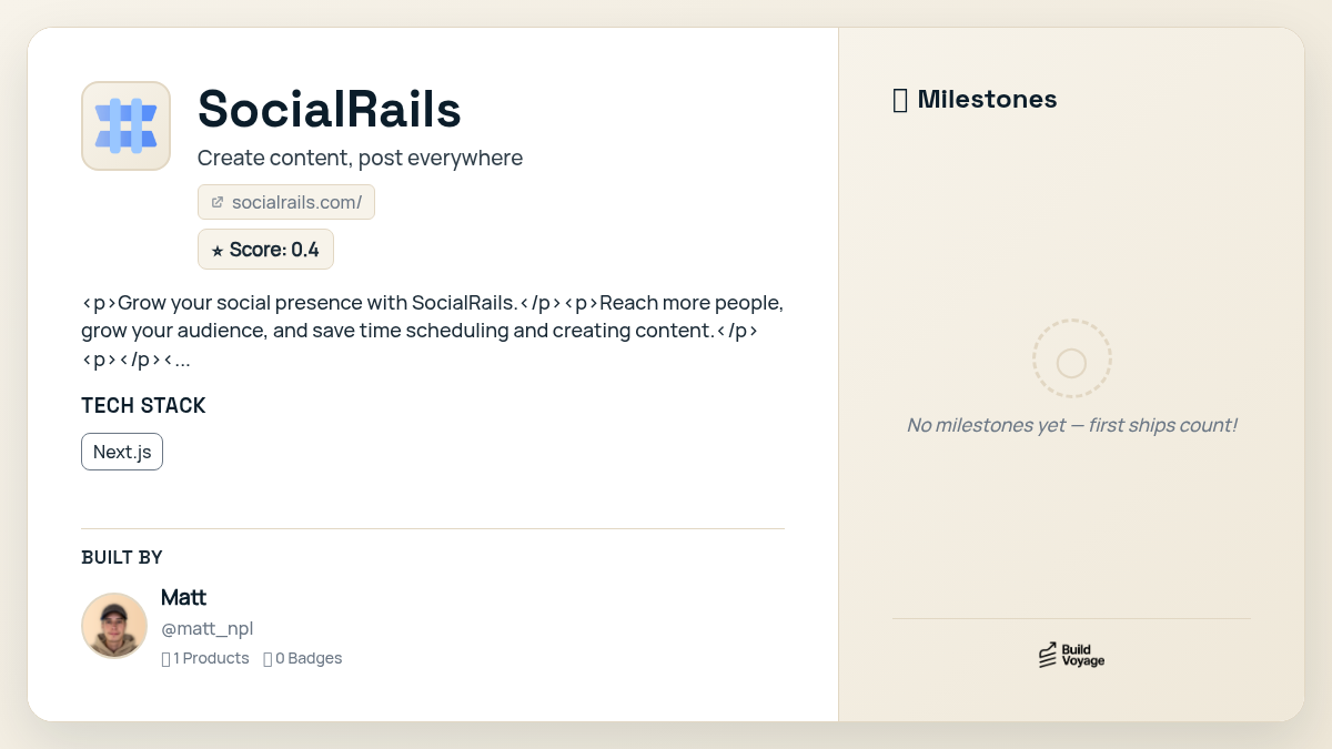 SocialRails — BuildVoyage