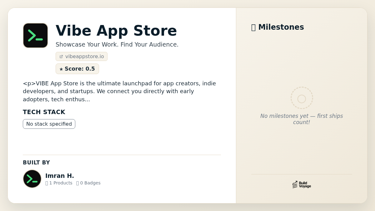Vibe App Store — BuildVoyage